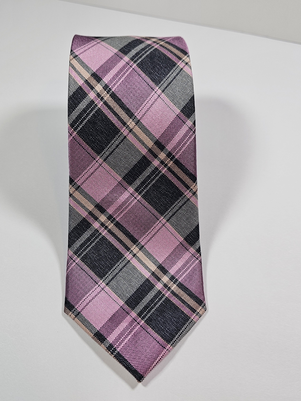 Michael Kors Pink and Black Plaid Men's Tie